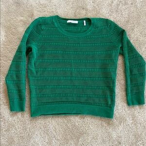 SANDRO Detailed Kelly Green Cotton Sweater
